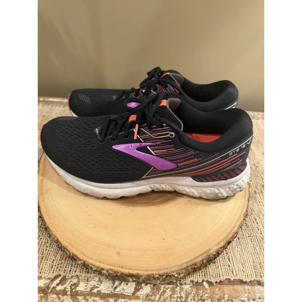 Brooks Adrenaline GTS‎ 19 Women's Running Shoes - Black/Purple/Orange - Sz-11 2E